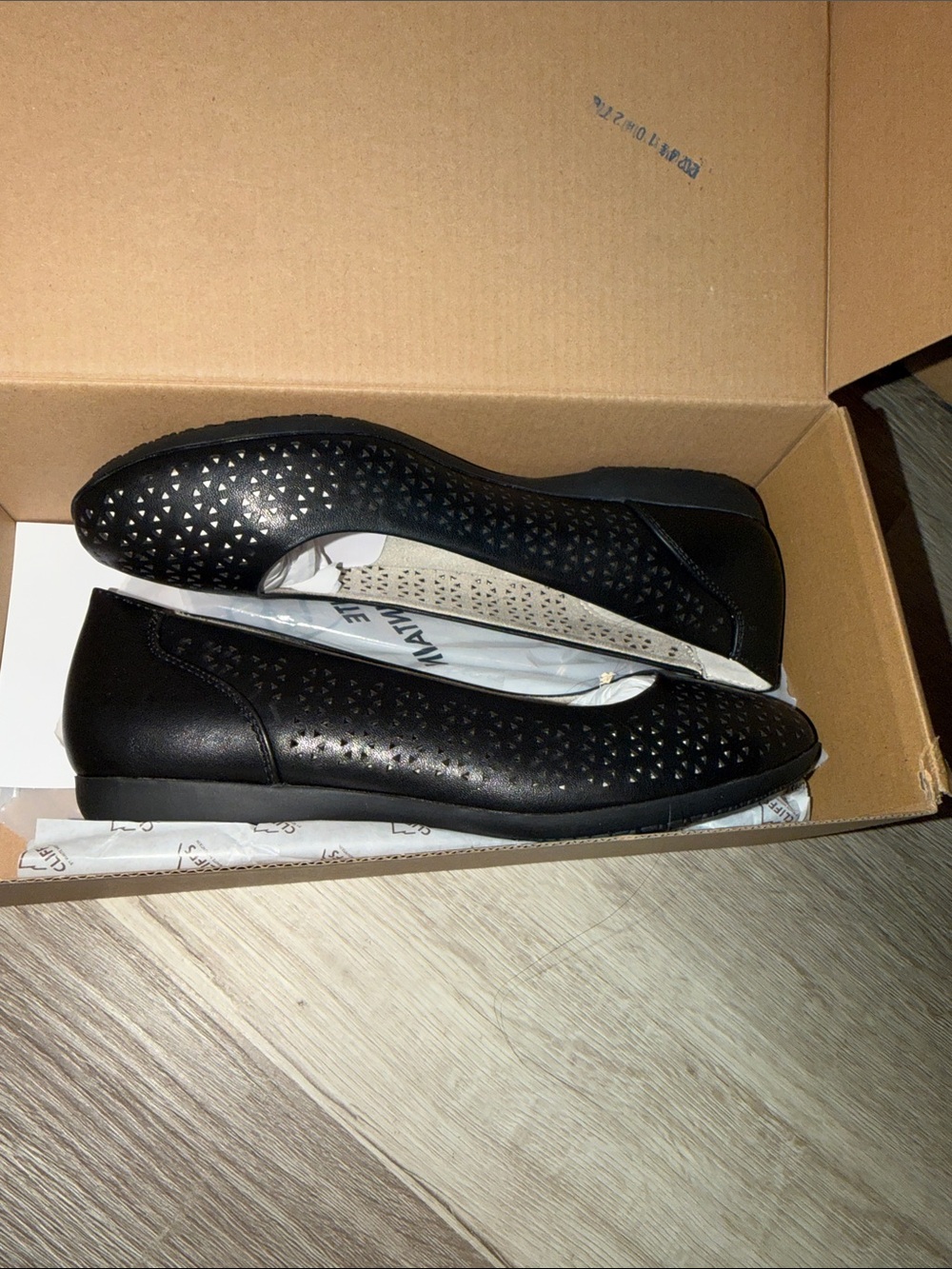 Cliffs by WHITE MOUNTAIN Black Laser-Cut Slip-On Flats